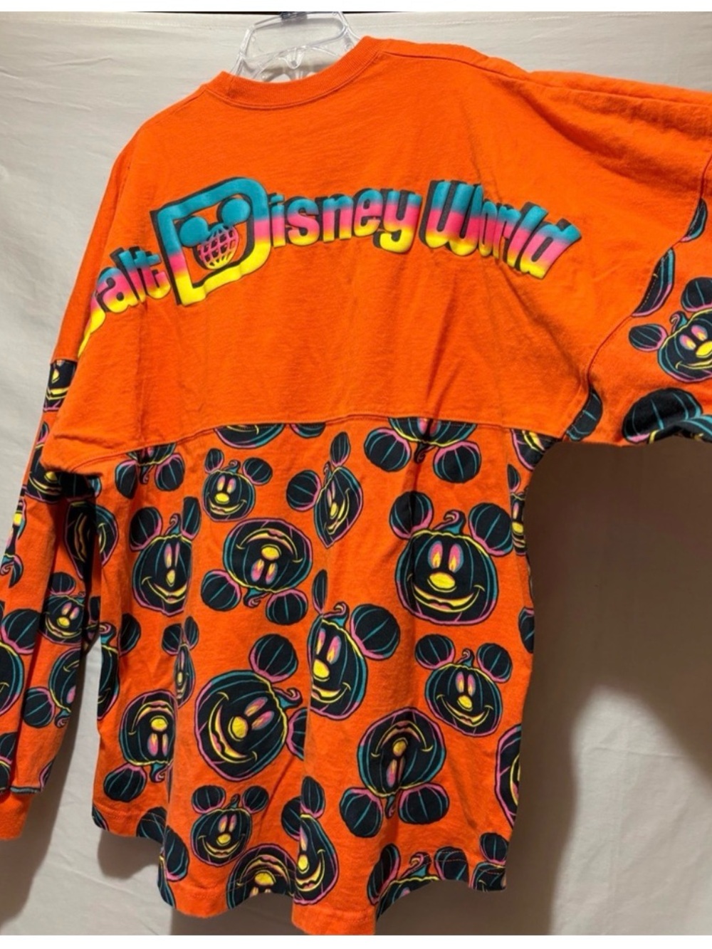 Disneyworld Halloween Orange Long Sleeve Crew Mickey Pumpkin Print Size L - Picture 4 of 9